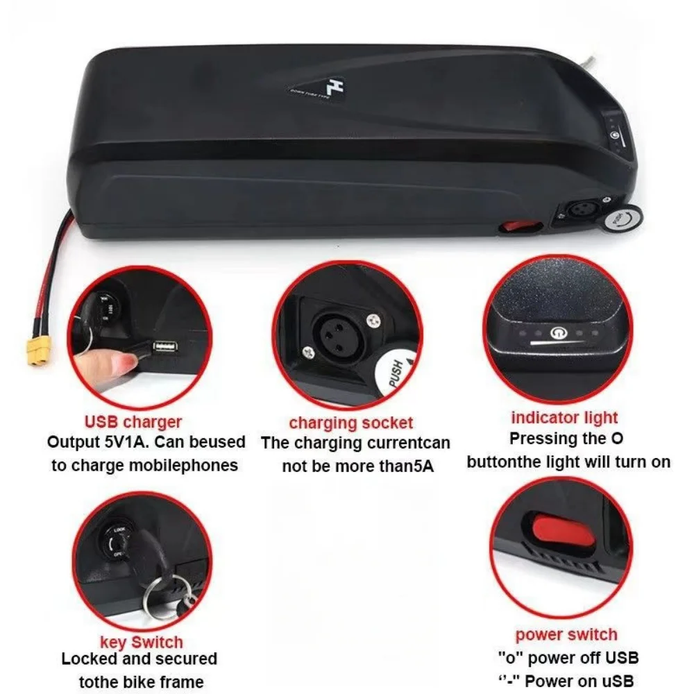 Hailong high-quality 48V 20-30AH 18650 battery, 5-pin discharge, 35AH BMS, easy installation