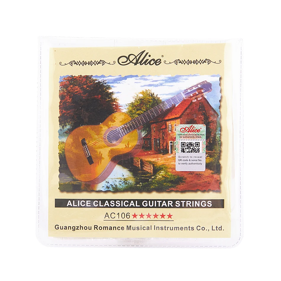 Alice 1 Set AC106 Classical Guitar Strings Clear Nylon Silver Plated Copper Alloy Winding Normal/Hard Tension Learning Strings