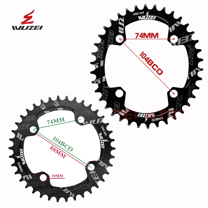 Wuzei Bcd Crown 104 plato ovalado montaje directo vela de corona única pe monoplaca Mtb manivela 32 34 36 38 40 42 anillo de cadena de dientes