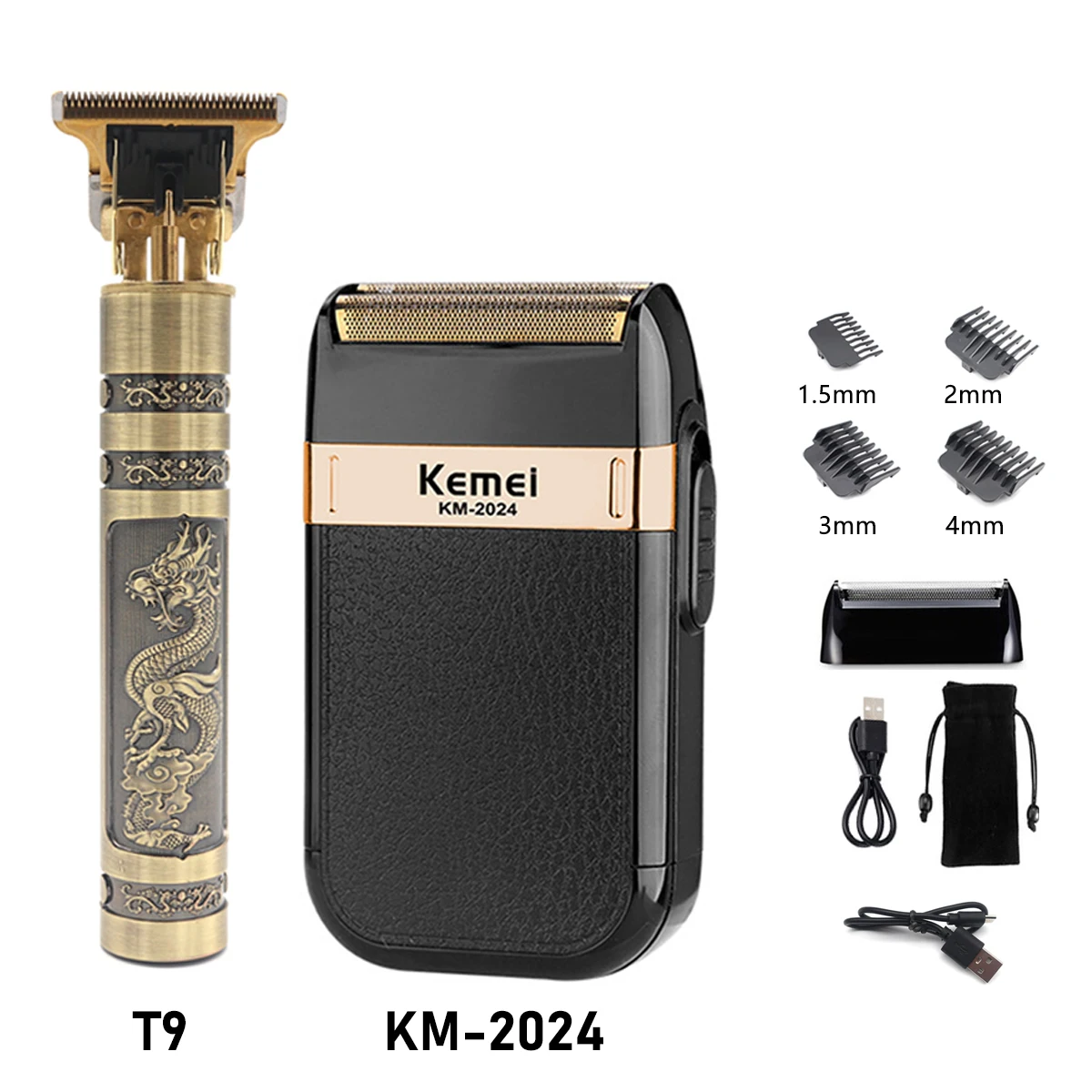 Kemei KM-2024 Profesyonel erkek Tıraş Makinesi USB Şarj Elektrikli