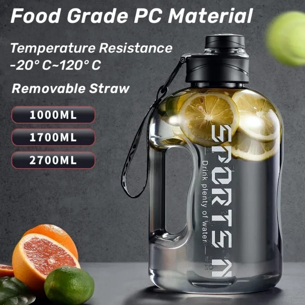 

2 Liter Water Bottle with Straw Large Portable Travel Bottles For Training Sport Fitness Cup with Time Scale FDA Free