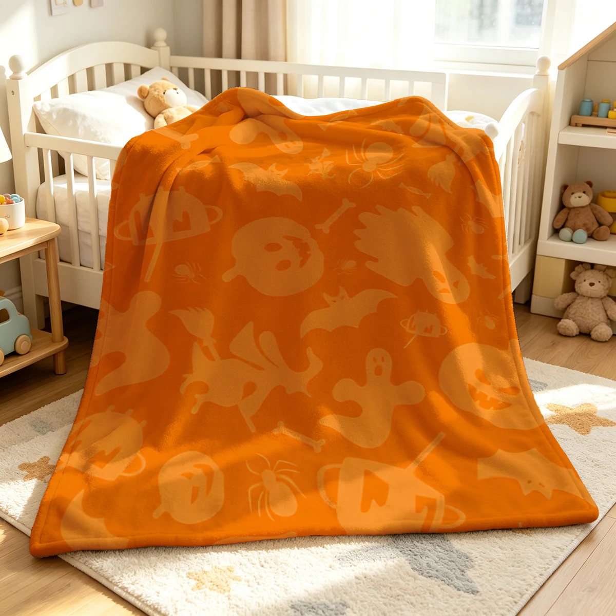 Orange Skeleton Pumpkin Soft Fluffy Flannel Blanket Super Cozy Lightweight Bed Blanket for Halloween Sofa Bed Christmas Decor
