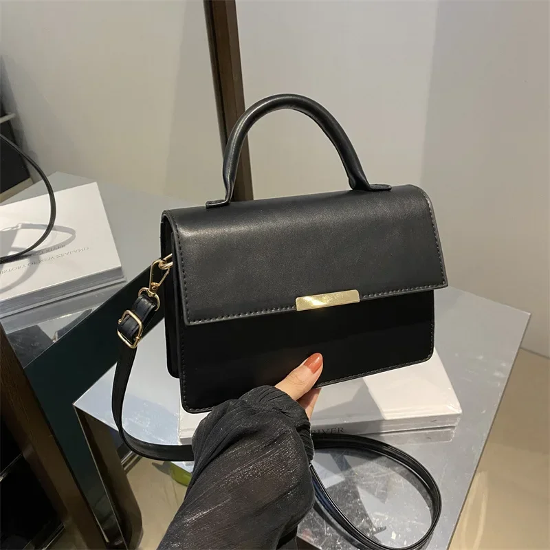 Solid color small fresh temperament commuter small bag women's handbag simple messenger bag shoulder small square handbag