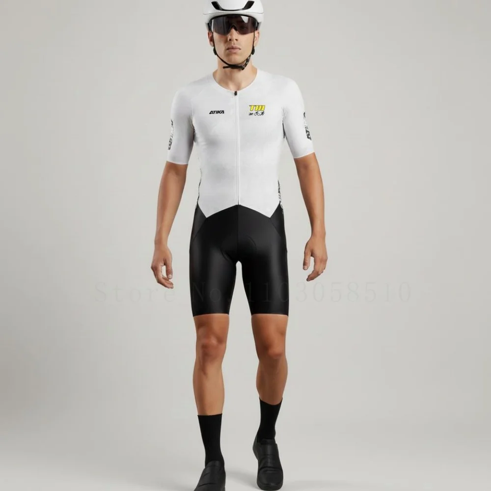Traje de Ciclismo Atika para Hombre, Mono de Ciclismo de Manga Corta, Trisuit, con Acolchado 9D, Transpirable, Uniforme de Competición