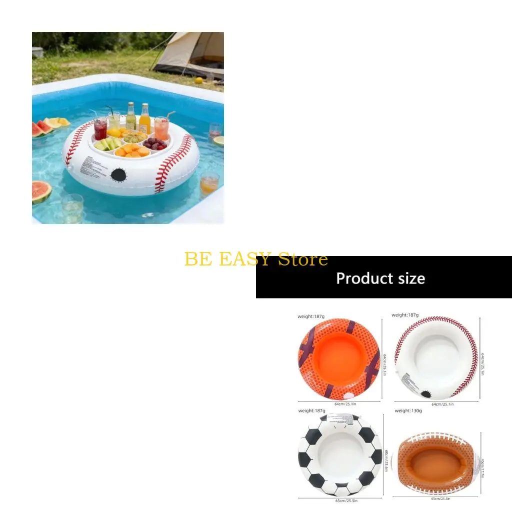 E28F Inflatable Pool Tray Football Baseball Basketball for Holding Party Drink