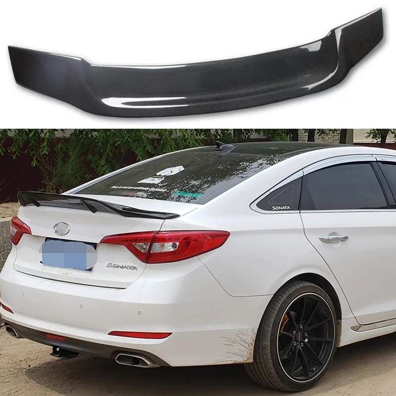 Suitable for modern Sonata 9 R style carbon fiber rear trunk lid spoiler wing body sports modification kit 2015 2016 2017