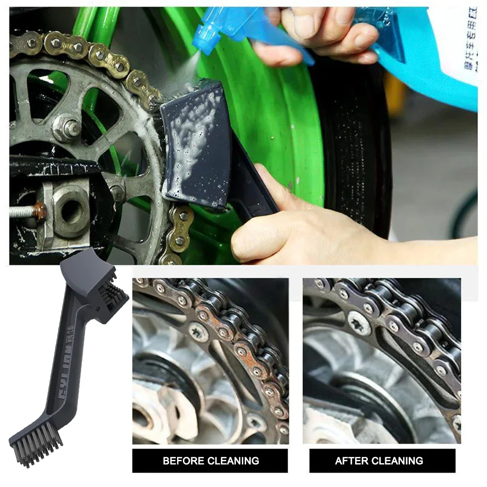 Motorcycle Mountain Bike Bicycle Scooter Double-end Chain Cleaning Brush Cycle Chain Detailing Brush Motorbike Chain Clean Tool