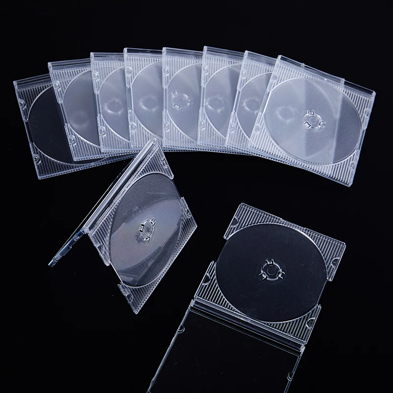 5/10pcs Clear Plastic CD/DVD Storage Case Single Disc Boxes Household Standard Empty CD Holder for Organization