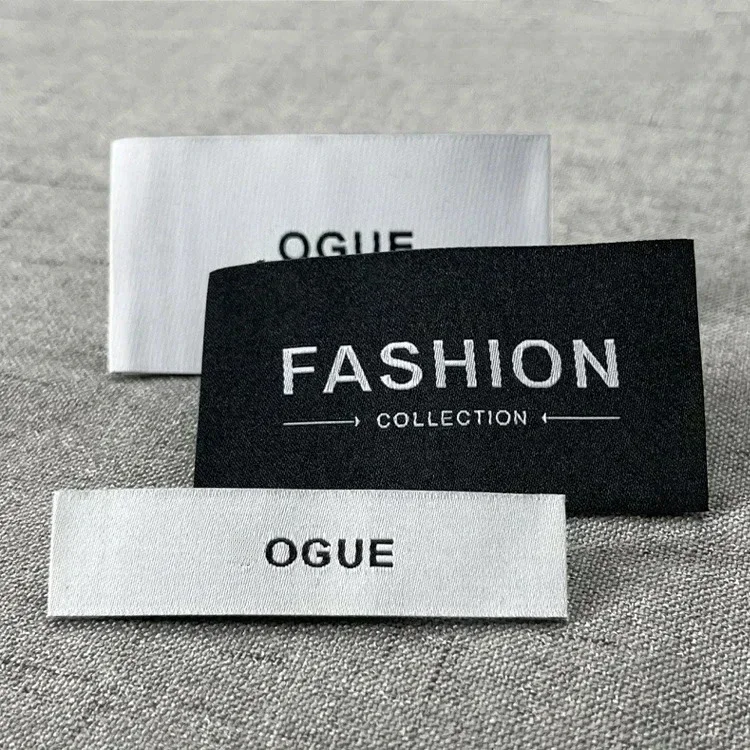 DIY Labels Custom Logo Polyester Cotton Tags Business Name LOGO Printed Cotton Labels White Fabric image 4