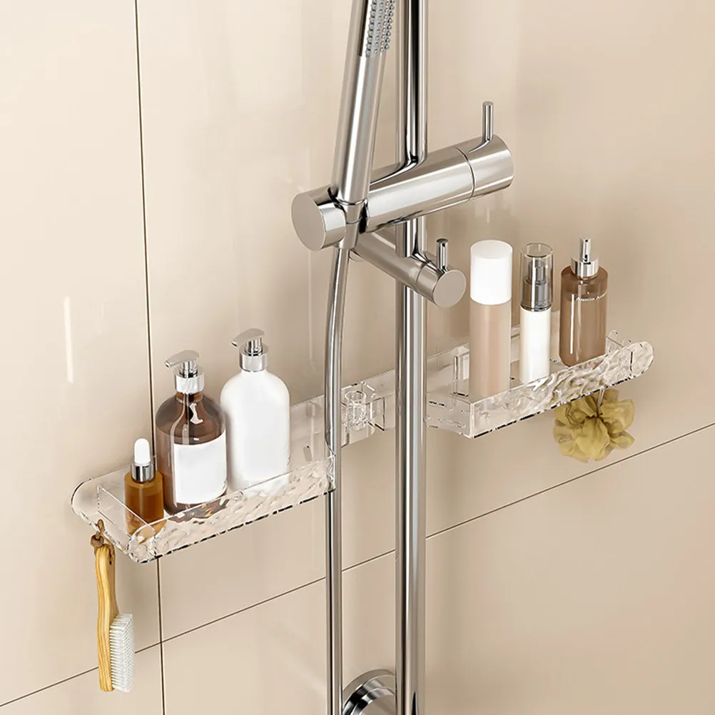

Transparent Rotatable Corner Shelf Elegant Bathroom Wall Storage Rack Multi-Purpose Floating Cosmetics Organizer with Drainage