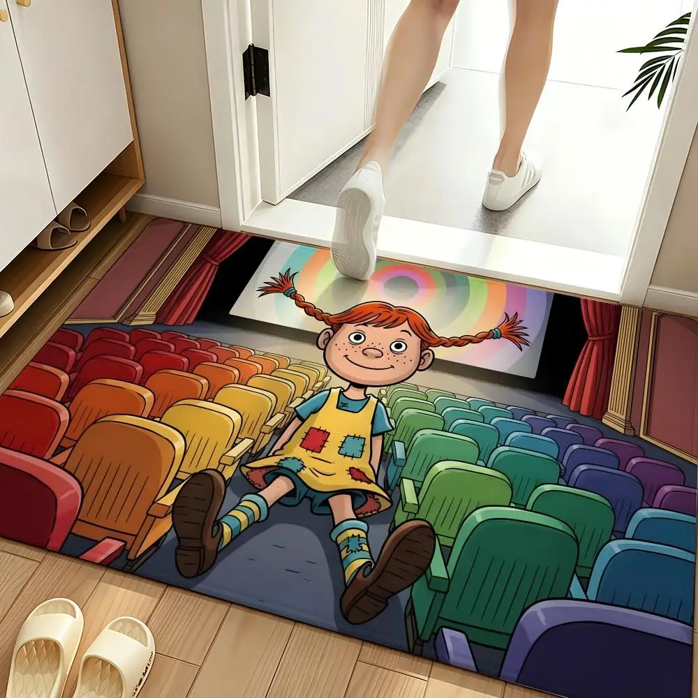 Character P-Pippi Longstocking Floor Mat Soft Flannel Floor Mat  Suitable for Entryways, Living Rooms, Bedrooms, and Bathrooms