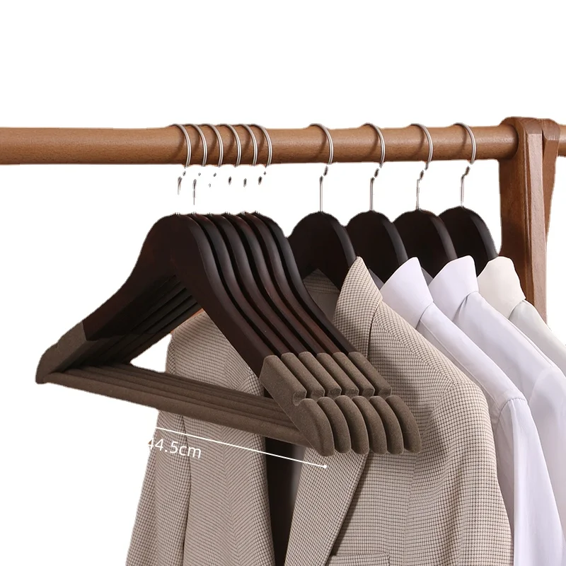 Solid Wood Hanger Anti-Slip Traceless Household Clothes Hanger Cloth Rack Wooden Wardrobe Storage Clothing Store