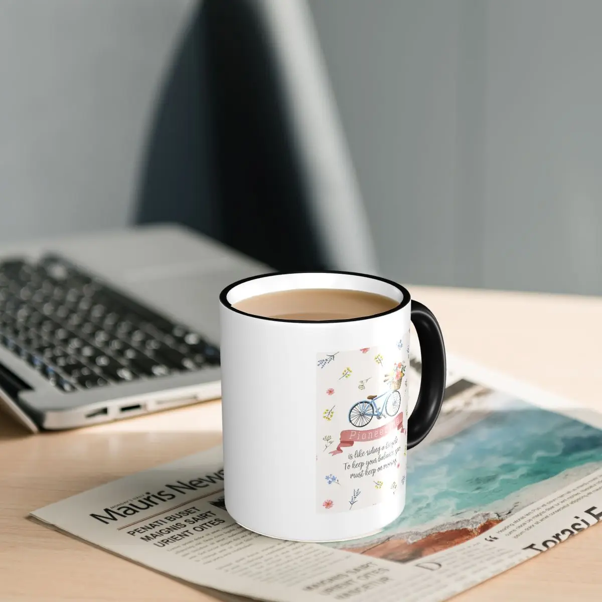 Pioneering Is Like Riding A Bicycle (Floral) Mug Funny Ceramic Coffee Cups Tea Mugs Milk Cup Drinkware Gift for Woman Man