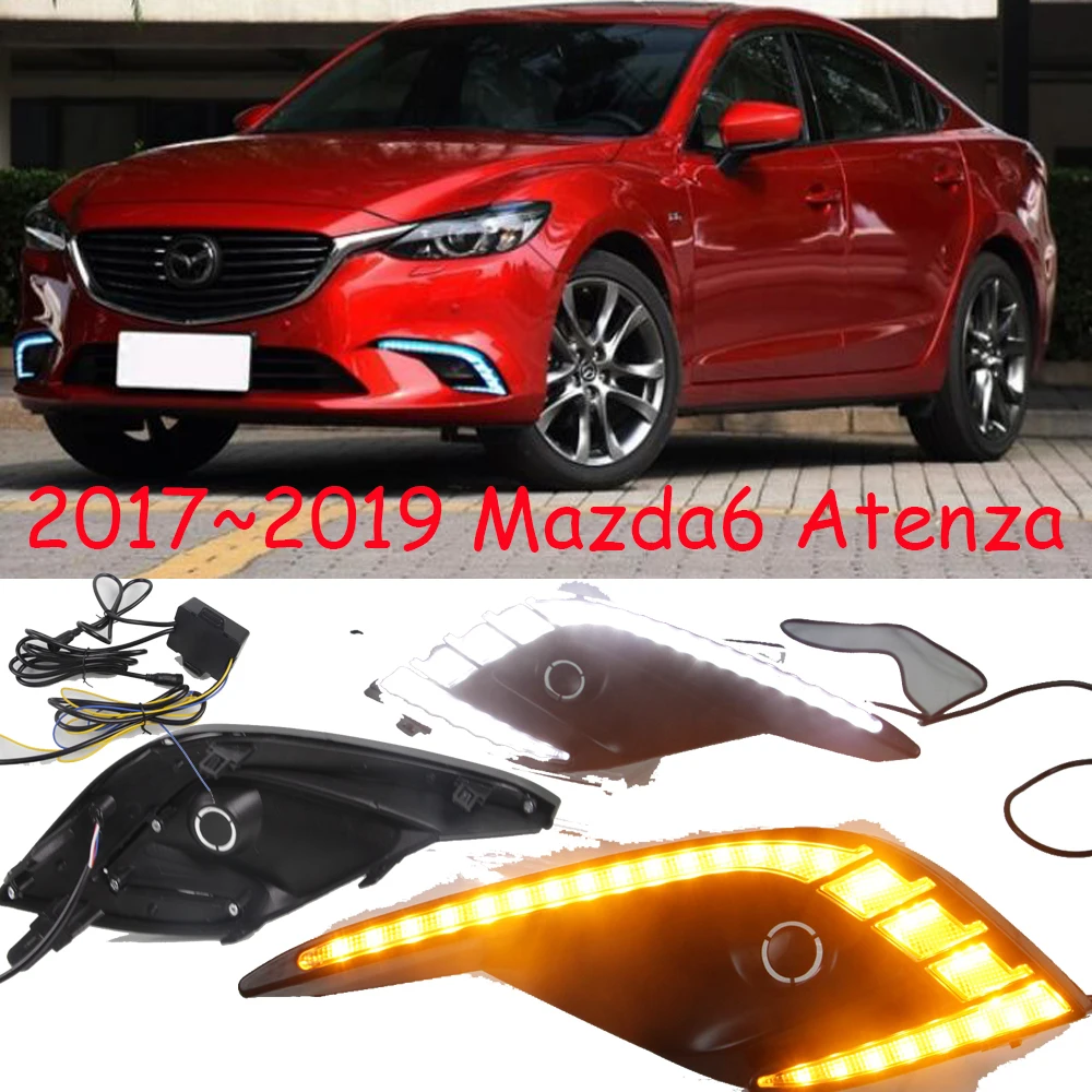 1set Bumper Headlight For Mazda6 Mazda 6 Atenza Daytime Light 2017~2019y Car Accessories LED DRL Headlamp For Mazda6 Fog Light