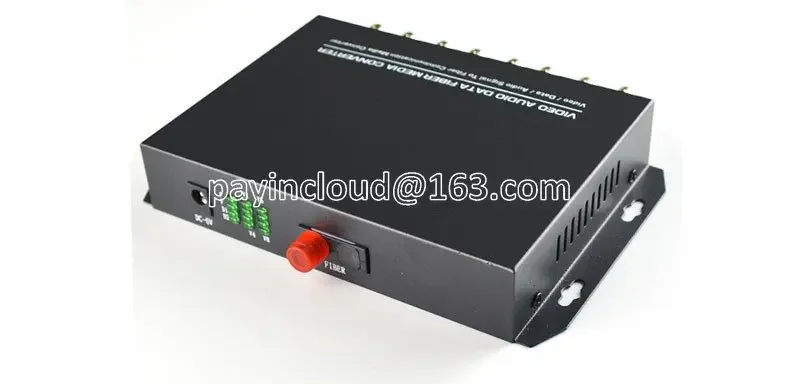 

1Pair 8 Channel Video Audio Data Fiber Optic Media Converter Transmitter & Receiver 8V1D RS485 FC Single Mode