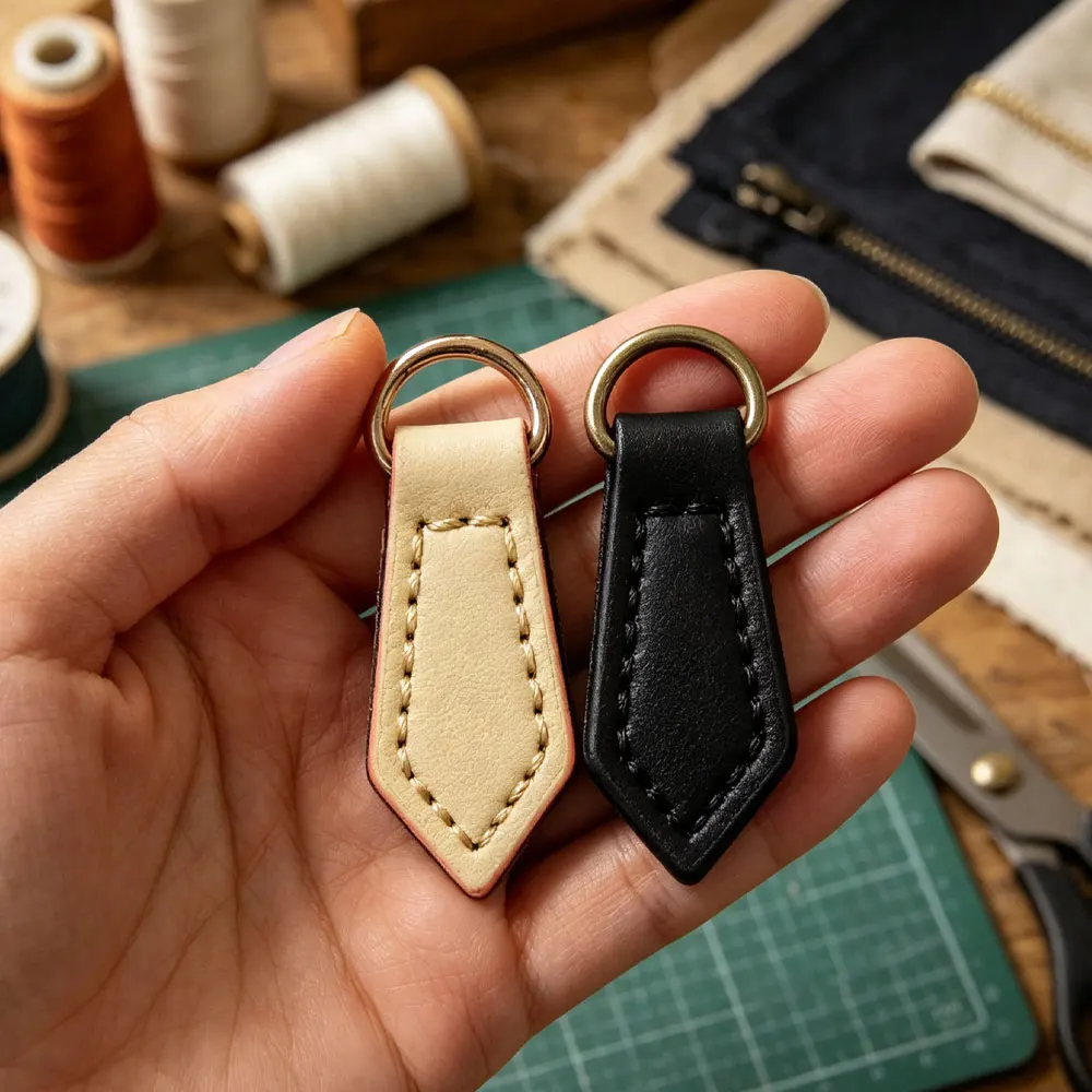 1PC Genuine Leather Zipper Pulls PU Leather Apparel Wallet Decoration DIY Zipper Heads Accessories Fast Fashion Sewing Supplies