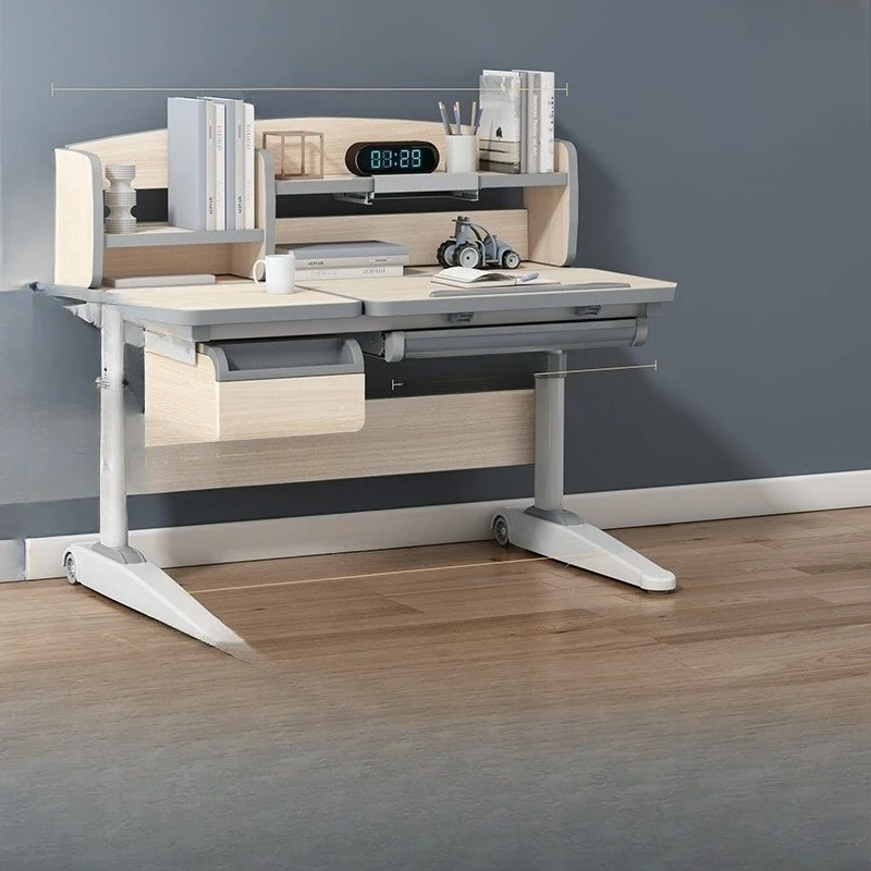 

Children's study table Solid wood desk Household primary school writing table and chair set