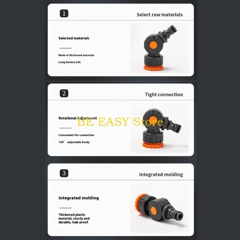 E28F Multipurpose Leakproof Garden 6 Point Thread Spout Adapter With Manual Shutoff Valves Weather Resistant ABS Construction