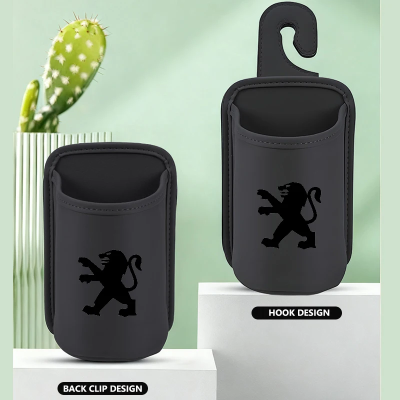 Car Leather Cup Holder Hang Drink Storage Box Accessories For Peugeot Expert Rifter 206 307 308 3008 207 208 407 508 2008 - view 5