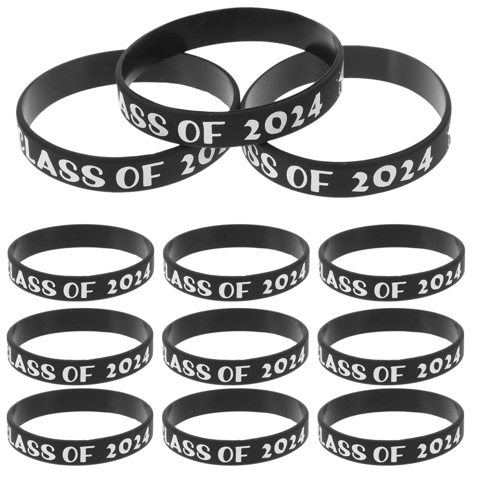 

50Pcs Silicone Graduation Wristband Class of 2024 Engraved Bracelet for Graduation Ceremony Party Favors Stylish Long-Lasting