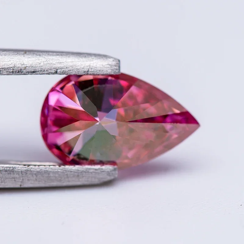 Moissanit-Edelstein, Birnenförmiger Schliff, Rosa Farbe, Laborgezüchteter Diamant, DIY-Ring, Halskette, Ohrringe, Hauptmaterialien mit Zertifikat – Detail 6
