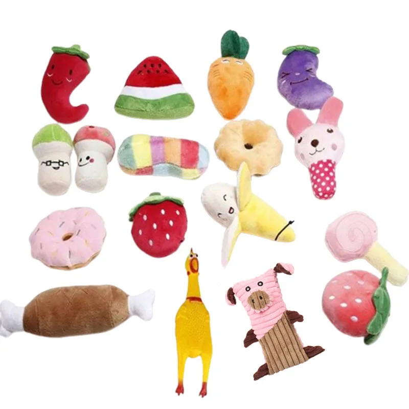 5/10 Pack Dog Plush Toys Cute Bone Vegetable Fruit Toy Puppy Bite Resistant Toy Chihuahua Yorkie Interactive Toy Pet  Products