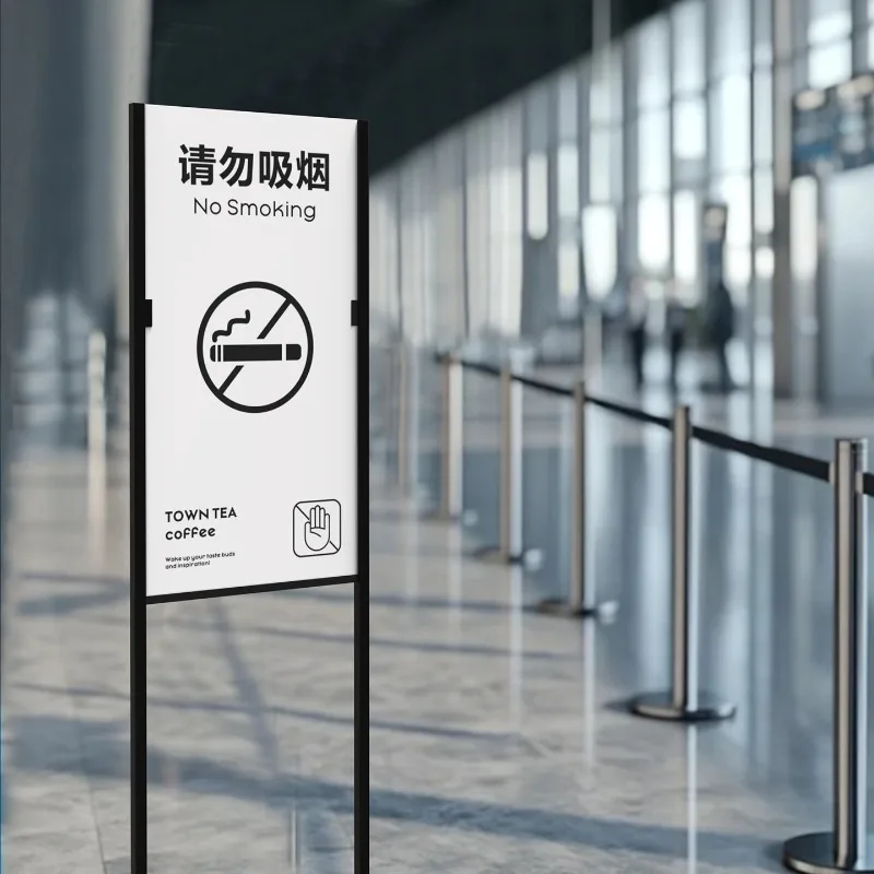 Outdoor Double-Sided Advertising Rack Display Floor-to-Ceiling Vertical Minimalist Sign Customizable Prompt Sign