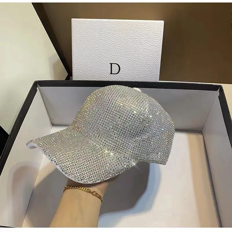 2023 Full Diamond Rhinestones Luxury Baseball Cap For Women Summer Cotton Hat Girls Hip Hop Hat Gorras Casquette Bones Sun Hat