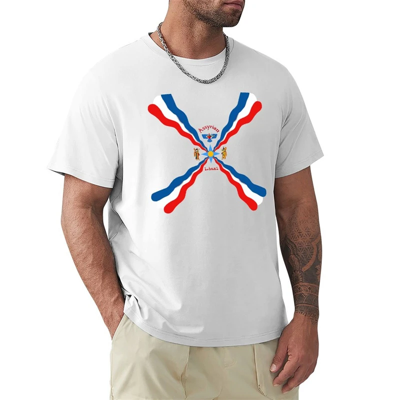 Fashion Assyrian Flag Graphic Football T Shirts Summer Trend 3D National Emblem Printed T-shirts Casual Oversized Sports Tees