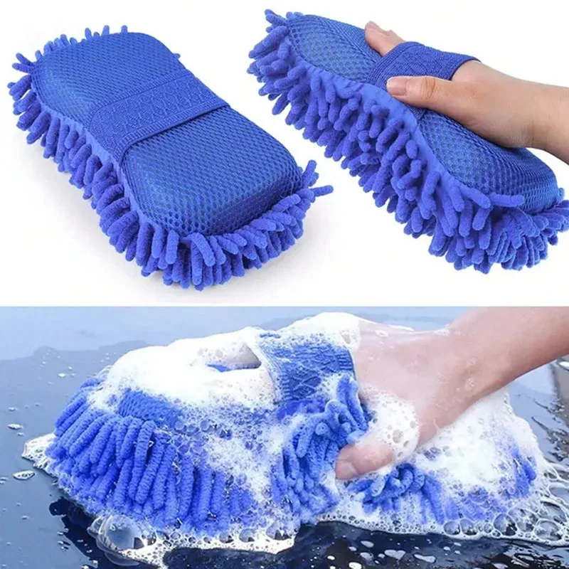1-teilige Autowaschhandschuhe, superfeiner Chenille-Autowaschschwamm, Pflege zum Waschen von Details, Bürstenpad, multifunktionales Reinigungswerkzeug