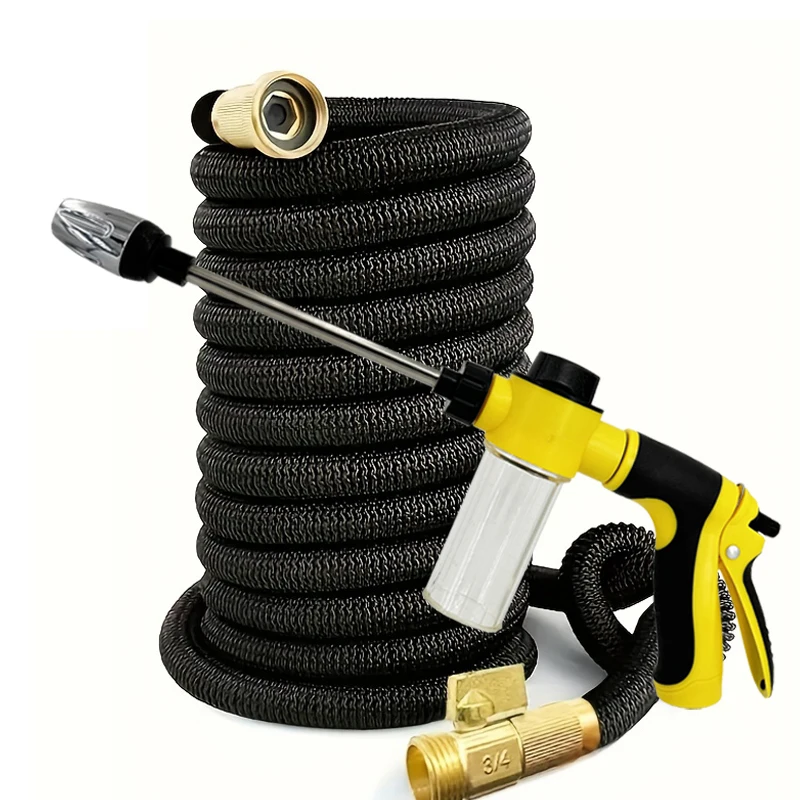 

High-Pressure Car Wash Water Gun Retractable Magic Garden Hose with Metal Connector for Farm Irrigation