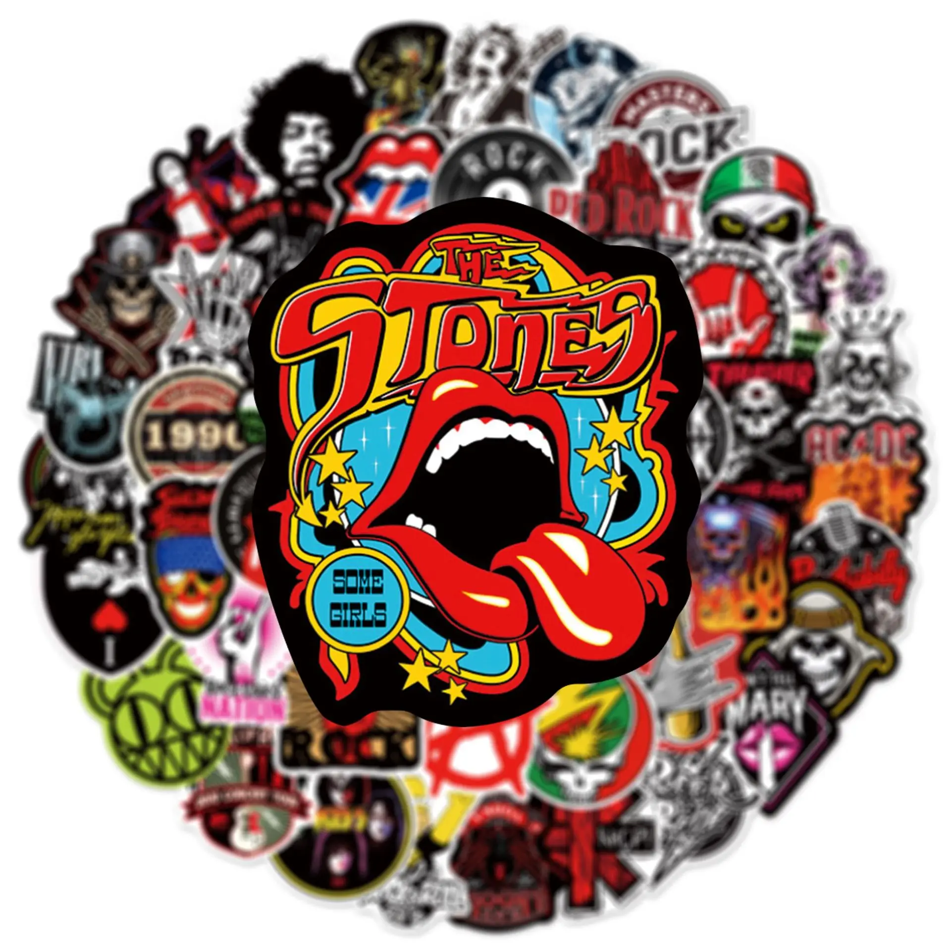 100Pcs Classic Rock Stickers Rock Roll DIY Stickers Scrapbooking Phone Luggage Skateboard Waterproof Decals