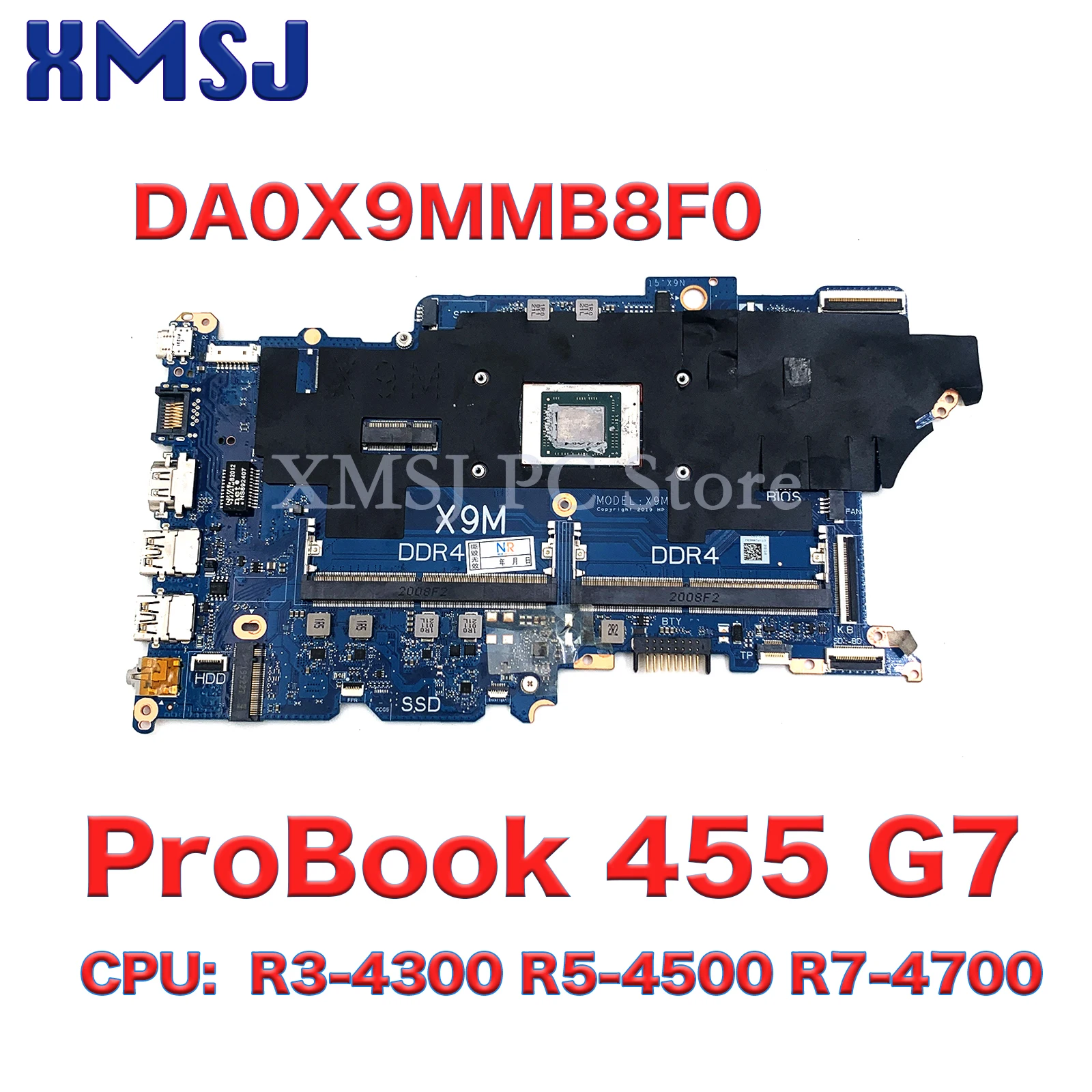 

For HP ProBook 445 G7 455 G7 Laptop Motherboard DA0X9MMB8F0 AMD R3-4300 R5-4500 R7-4700 CPU DDR4 L98554-601 L98556-601 DDR4