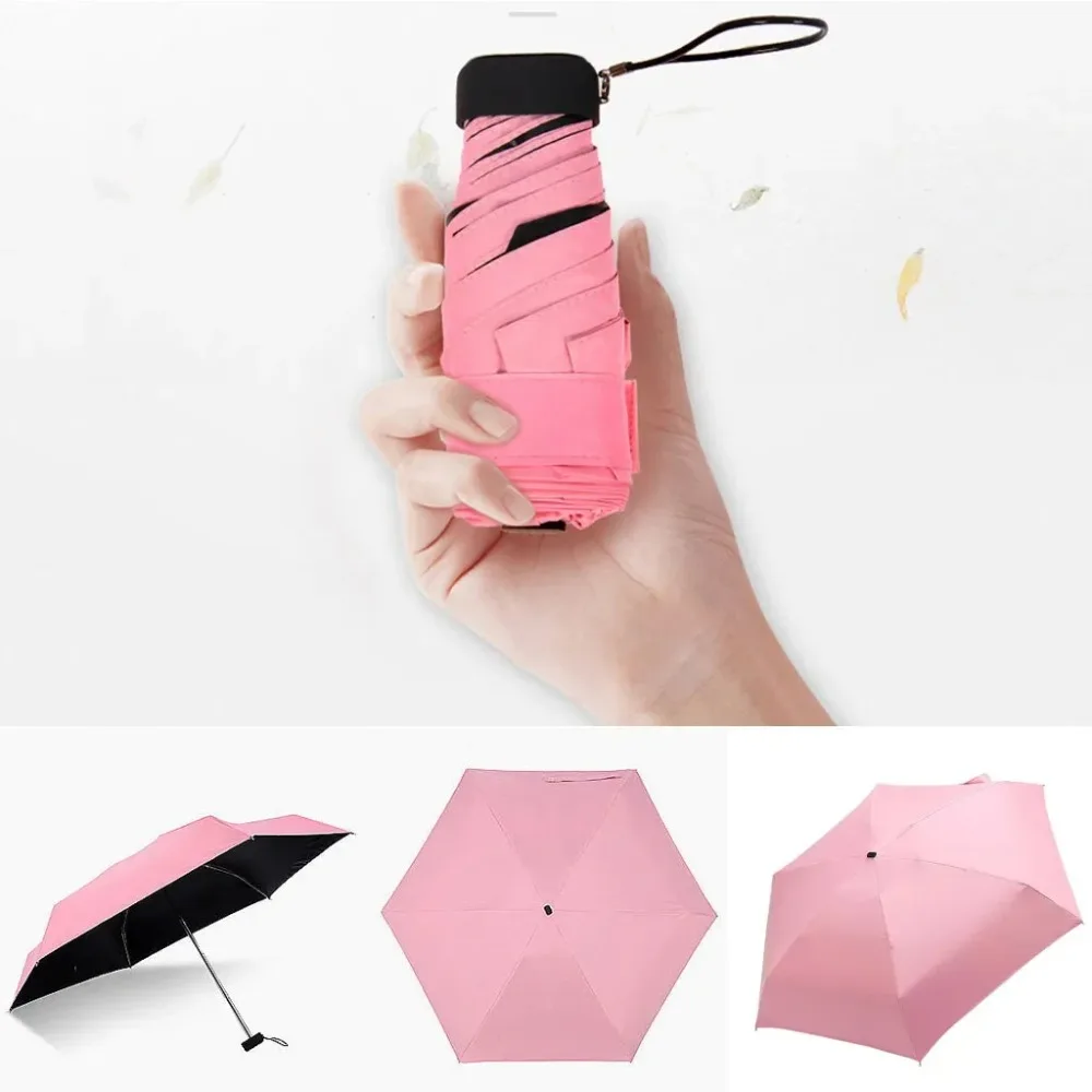 Rainy Day Pocket Umbrella Mini Folding Sun Umbrellas Parasol Sun Foldable Umbrella Mini Umbrella Candy Color Traveling Rain Gear