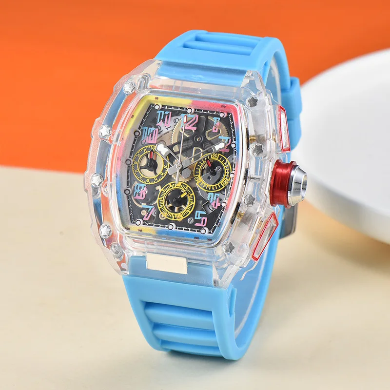 

Richard 3d fashion trend quartz watch men's transparent colorful barrel-shaped men's watch