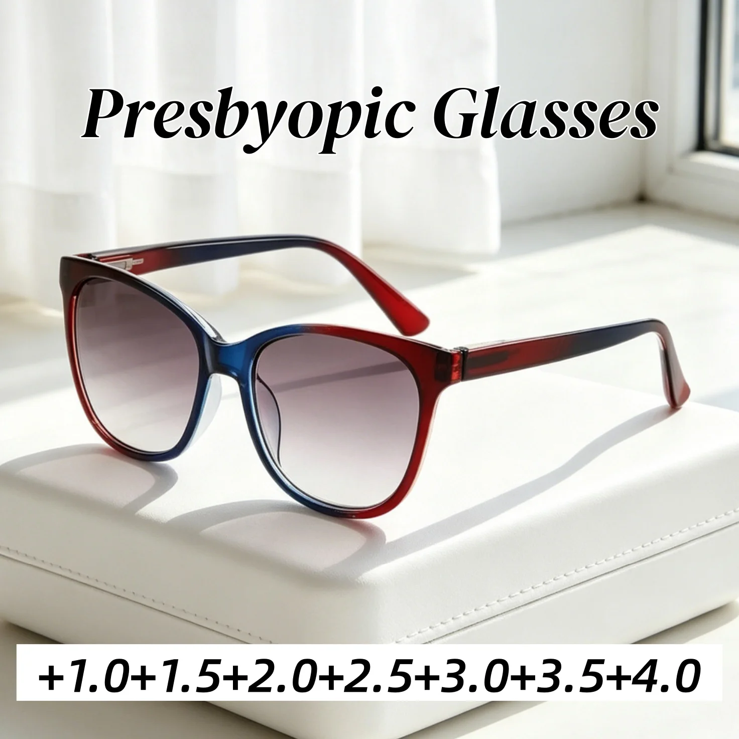 New Fashionable Ultra Light Anti Blue Light Presbyopia Sunglasses Unisex Large-Frame Spring-Arm High-Definition Reading Glasses