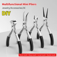 Mini Pliers Diagonal Pliers Round Bent Needle Nose Cutter Handcraft Beading Insulated Plier for DIY Small Jewelry Pliers Tools 4