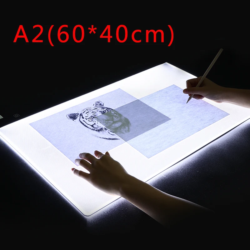 New (60*40cm)A2 Drawing board LED Digital Graphics Light Pad Box Painting Tracing Panel diamond painting pad Type C Power