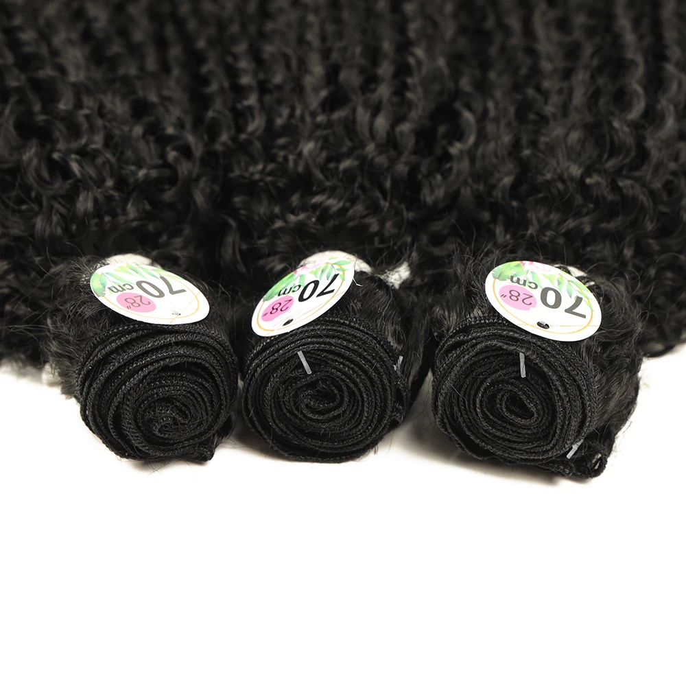Long Synthetic Kinky Curly Hair Extensions Ombre Blonde Jerry Wave Bundles Heat Resistant Fake Crochet Hair for Women