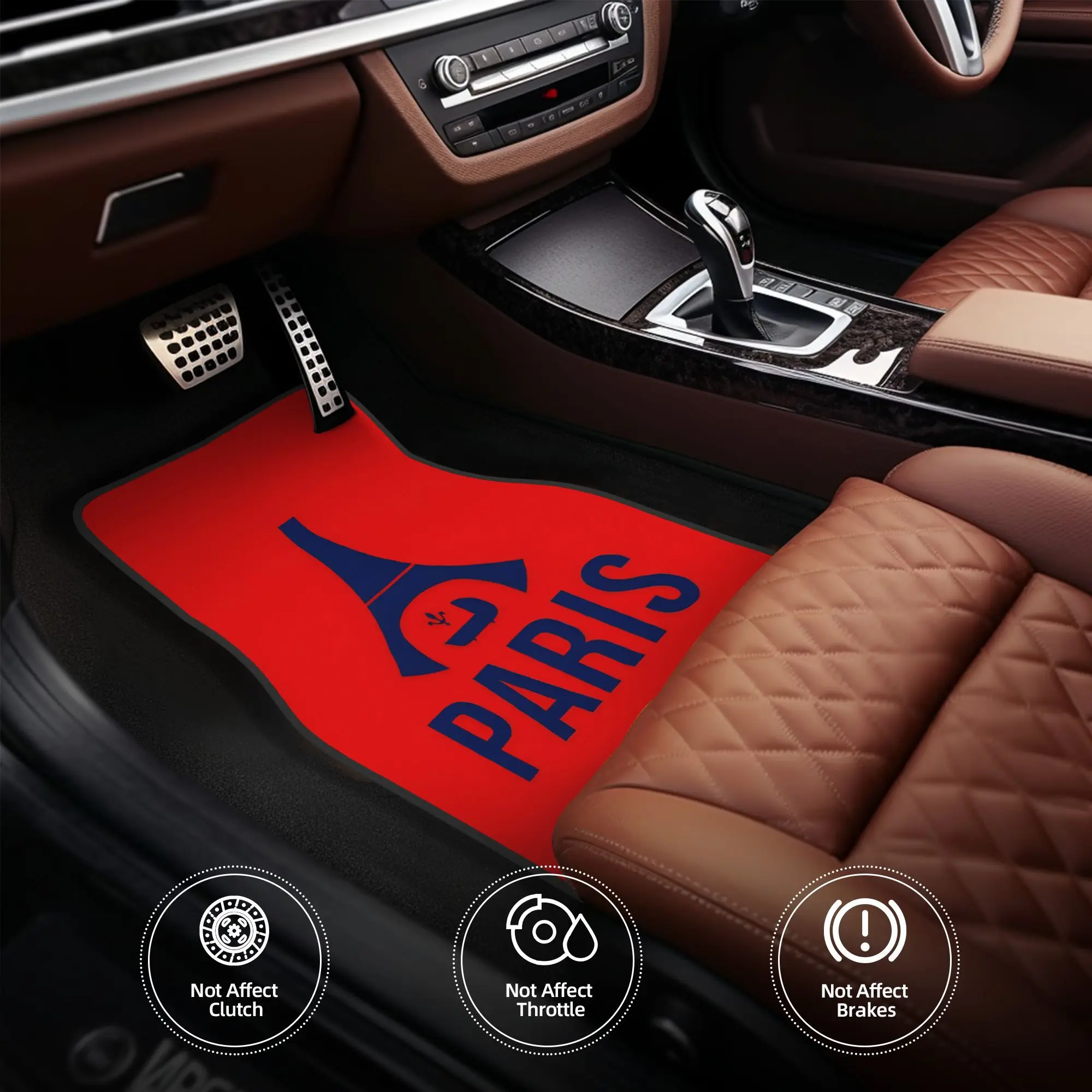 4pcs French Paris Car Floor Mats Suitable For Vehicles - Heavy-Duty Blue Themed Auto Accessories With, Fit For Driver/Passenger/