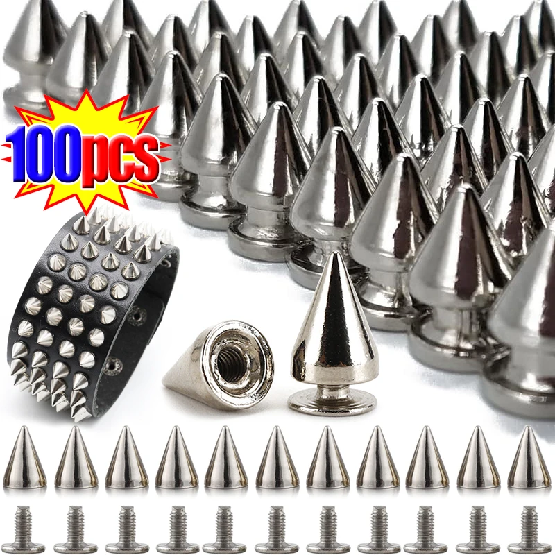 Silver Cone Studs and Spikes Metal DIY Craft Cool Punk Garment Rivets for Clothes Bag Shoes Leather Punk Handcraft Wholesale