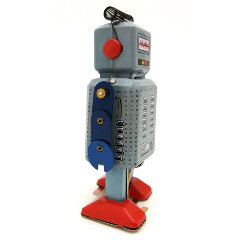 Robot bębniący Nakręcany chodzący robot Żelazne metalowe figurki Zabawka nakręcana Chodząca zabawka Retro Styl Zabawna gra