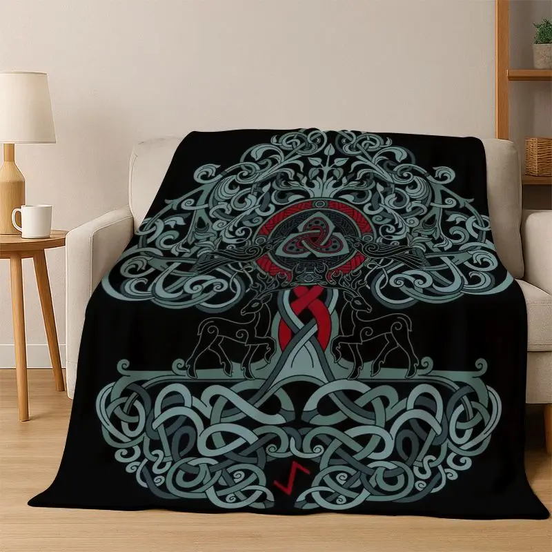 

Viking WarriorSymbol Valknut Nordic Valhalla Flannel Blanket Soft Warm Throw Blanket for Bedroom Living Room Bed Travel Camping