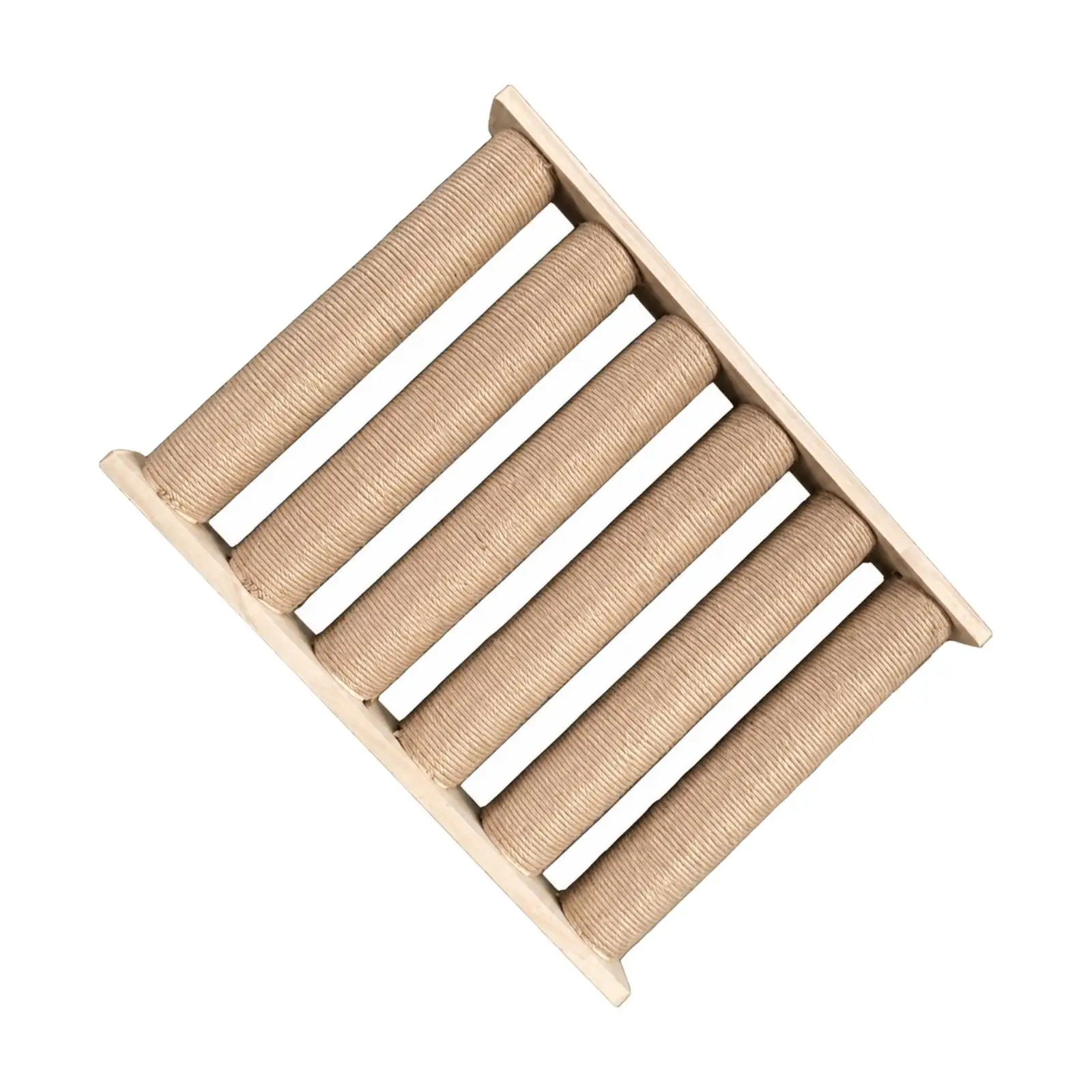 Cat Litter Sand Shield Wooden Litter Tracking Mat for Cat Toilet with Sisal Scratching Post for Indoor Cats