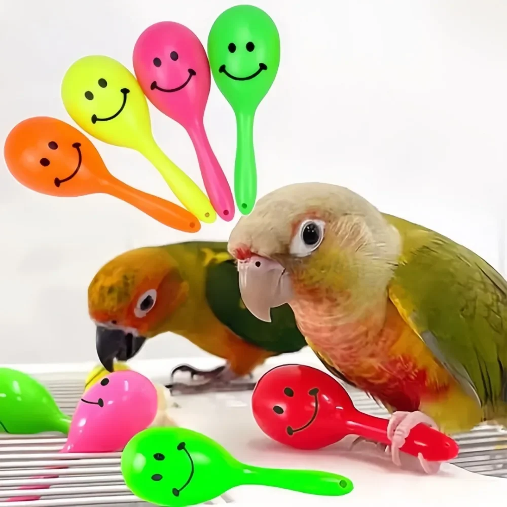 Novelty Face Style Mini Parrot Rattle Sand Hammer Sand Ball Plastic Bird Bites Wisdom Interactive Training Toy Pet Accessories
