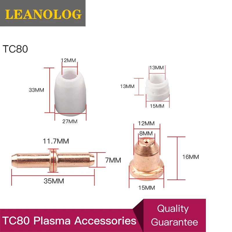 Pistolet de découpe à Plasma DC 80a TC80, 40 pièces, accessoires/consommables, pointes d'électrodes de torche, anneau à gaz et coupelles blindées