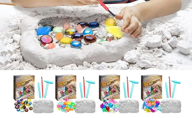 Multiple Themes DIY Gem Digging Kit For Kids Archaeology Excavation Science Exploration Puzzle Toys Christams birthday gifts