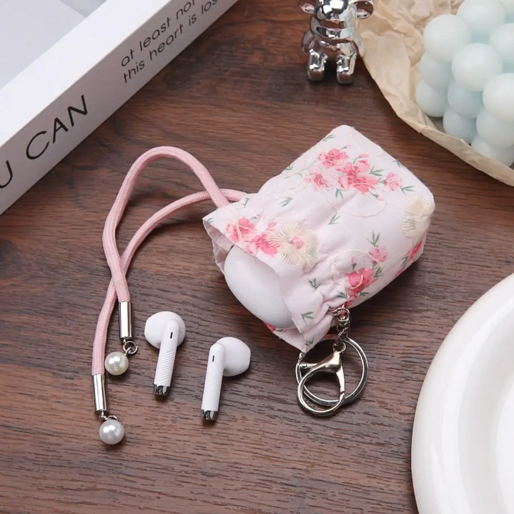 Chinese Style Bowknot Mini Bag Pendant Hanging Decoration Empty Sachet Flower Bag Keychain Purse Pouch Drawstring Key Ring