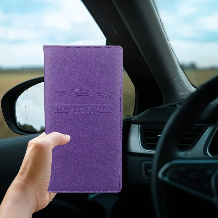 Organizer Kotak Sarung Tangan Mobil dari Kulit PU Premium untuk Registrasi Kendaraan dan Asuransi, Tempat Penyimpanan SIM, Kartu, dan Dokumen Penting