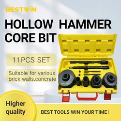 BESTWiN Concrete Hole Saw Kit 11PCS 30-100mm SDS Plus or SDS Max Shank Cement Drill Bit Wall Hole Air conditioning installation